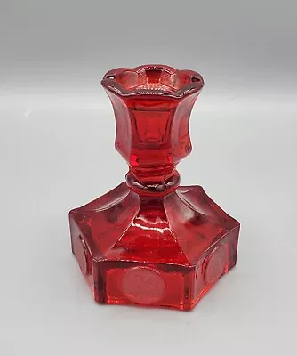 Buy Vintage Fostoria Glass Ruby Red Glass  Coin  Candle Stick Holder 4.5  Tall • 11.79£