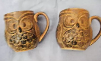 Buy Owl Mugs Vintage 1970s Owl Mugs Studio Pottery Coffee Mugs - Stoneware Pair • 10£