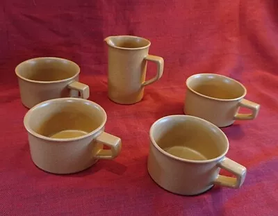 Buy Vintage Govancroft Stoneware Pottery Coffee Cups X 4 And Jug -  Mustard Ochre  • 20£