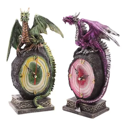 Buy Crystal Geode Dark Legends Dragon Clock Resin Figurine Ornament • 28.13£