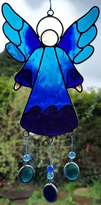 Buy Angel Suncatcher Mobile Blue Stained Glass Effect • 11.99£