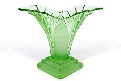 Buy Walther & Sohne Greta Art Deco Green Glass Vase. Not Uranium Glass. C. 1930's • 28£