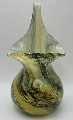 Buy Alum Bay Jack In The Pulpit Hand Blown Glass Vase 16.5cm Green Yellow Swirl • 14£
