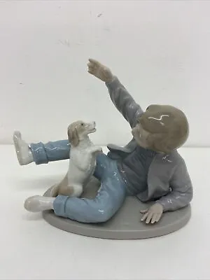 Buy Nao By Lladro Porcelain Figurine Boy With Dog Playing 278 Repaired B5 • 29.99£