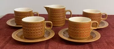 Buy 4 Vintage Hornsea Pottery Saffron Duos, Cups & Saucers + Milk Jug • 12£