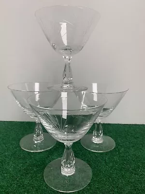 Buy 4 -Vintage Fostoria Crystal Pine Glasses 4 3/8” Inches X 3 7/8” Inches Diameter • 19.21£