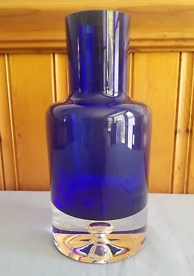 Buy Cobalt Blue Clear Air Bubble Stem 8  Blown Crystal Bottle Decanter Vase No Lid • 14.16£