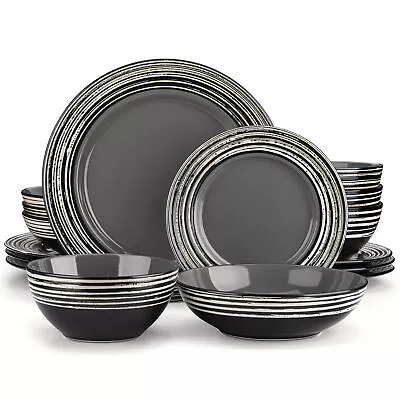 Buy Vancasso ARBRE Grey Dinner Set 16 Piece Stoneware Plates Tableware Service For 4 • 57.99£