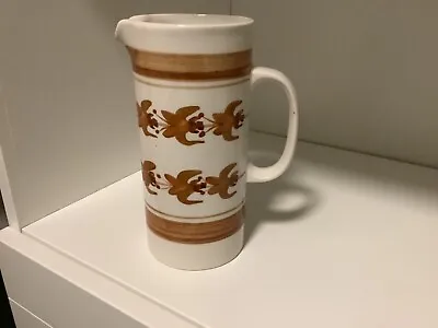Buy VINTAGE JERSEY POTTERY GLAZED JUG PITCHER  CREAM And BROWN DESIGN. Tall. 17cm  • 6.40£