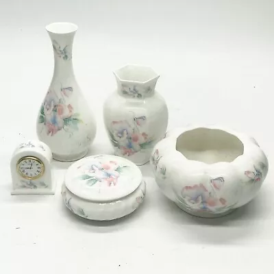 Buy Vintage Aynsley Dressing Table Set 2 Vases 2 Trinket Dish 1 Clock Sweetheart  • 44.99£
