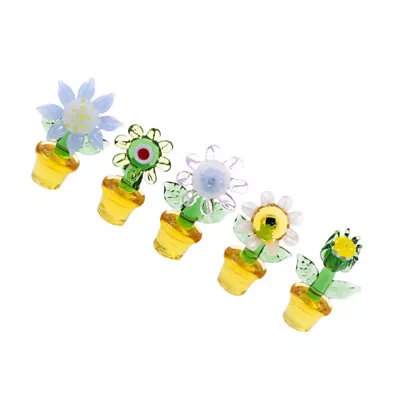 Buy  5 Pcs Car Decorations Glass Plants Simulation Miniature Flower Ornaments Cactus • 14.25£