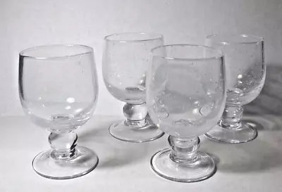 Buy 4 La Verrierie De Biot Handblown CLEAR BUBBLE GLASS 5-1/2  Wine Goblets MINT • 94.50£