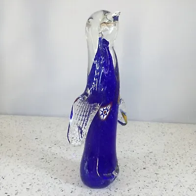Buy Murano Glass - Art Glass Penguin - Mottle Blue Inside Clear Case With Inclusions • 25£
