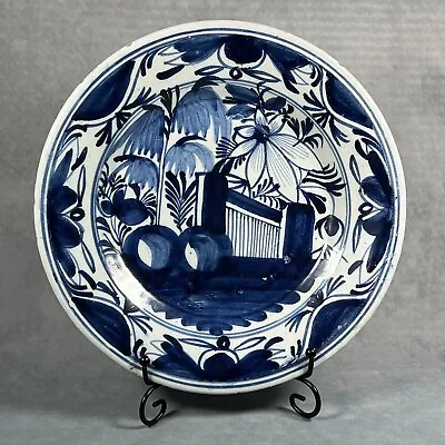 Buy 18th Century Delft Delftware 23.6cm Blue & White Tin Glazed Earthenware Plate • 175£