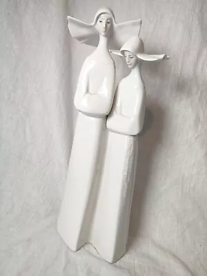 Buy Delightful Large Lladro TWO NUNS With Rosary Beads Retired Figurine • 30£