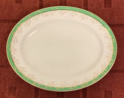 Buy J Fryer & Son Small Oval Platter, Green Band & Floral Gold Gilding • 4£