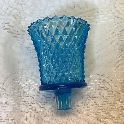 Buy Vintage Blue Ice Diamond Point Cut Glass Peg Votive Cup Candle Holder • 12.42£