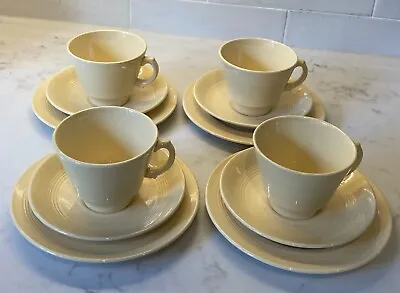 Buy LOT Vintage 4 X Wood's Ware Jasmine Yellow Cups Saucers & Tea Plates  - 4 X Trio • 28£