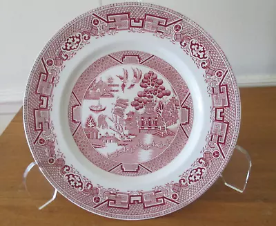 Buy Vtg Ridgway No. Staffordshire Pottery 10” Plate RED PINK Willow Pattern England • 13.28£