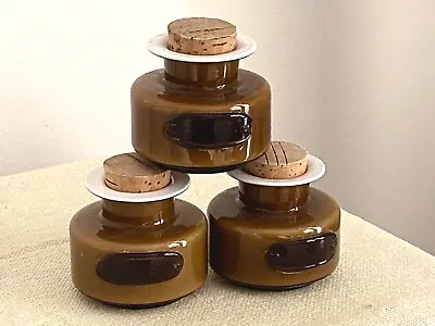 Buy  3 Holmegaard Spice Jars With Corks Case Glass 1970s Swedish Designed By M. Bang • 187.01£