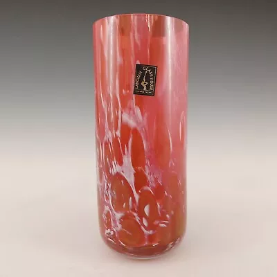 Buy MARKED Langham Pink & White British Vintage Glass Vase • 35£