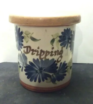 Buy Babbacombe Pottery  DRIPPING Blue Flowers  Storage Cannister • 7£