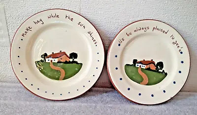 Buy Dartmouth Pottery Plates X 2 Old Devon Sayings Make Hay / Us Be Always Plaised • 5£