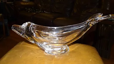 Buy Vannes Le Chatel, France Crystal Glass Large Dolphin Dish, Approx 29x12cm, 1208g • 33£