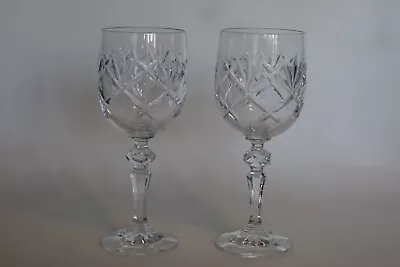 Buy PAIR Of Good Cut Crystal Large Wine Glasses - Probably RCR - 250ml Capacity • 19.95£