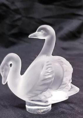 Buy Signed Lalique France Swan Crystal Frosted Wine Stopper Art Glass Sculpture • 52.38£