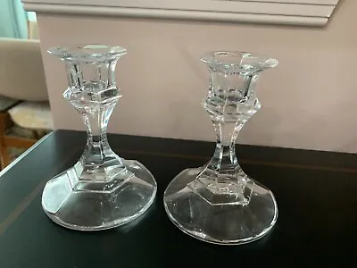Buy Vintage Cut Crystal Clear Glass 4  Candlesticks Pair Of 2 Candle Holders • 3.86£