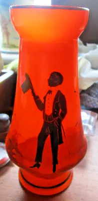 Buy 20's Vintage Kralik Silhouette Orange Tango Glass Vase • 18£