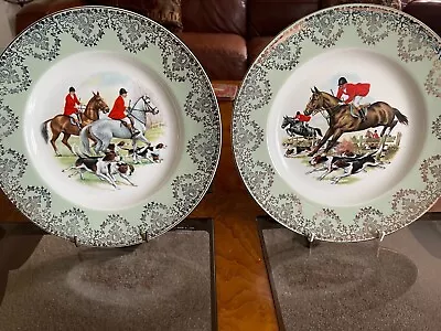 Buy Pair Of Broadhurst Burslem Plates  Decorated With Hunting Scenes • 12.99£