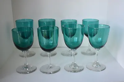 Buy Vintage Wine/ Sherry/ Port Victorian Green Coloured Glasses X 8 Mismatched (N) • 35£