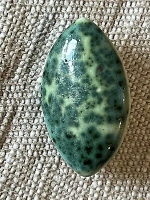 Buy Antique RUSKIN Style Ceramic Pottery Button, Mottled Green, Pointed Oval, C1900 • 24£