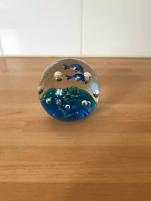 Buy Vintage Glass Swimming Dolphin Paperweight  • 5£