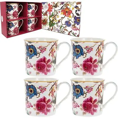 Buy Set Of 4 Fine China Coffee Mugs Tea Cups Anthina William Morris Floral Gift Box • 15.15£