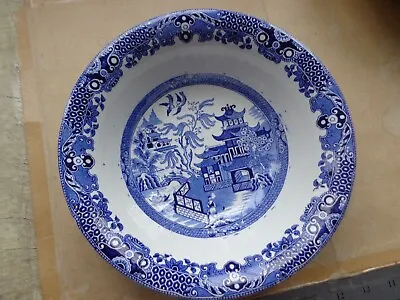 Buy *  BURLEIGH WARE  Blue  WILLOW  9   SERVING BOWL A/F - FREE UK POST • 9.99£