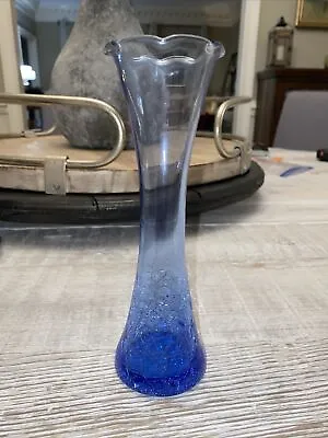 Buy Vintage Blue Crackled Glass Bud Vase  • 12.32£