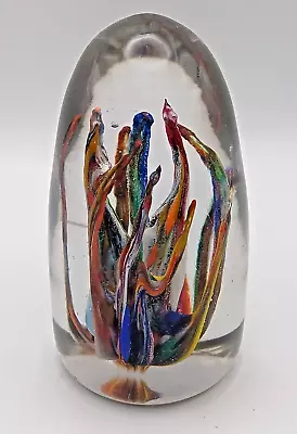 Buy Strathearn Glass Paperweight Tropic Ovoid Multicoloured • 19.99£