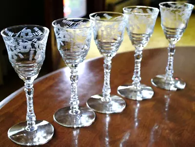 Buy Vtg Set 10 ROCK SHARPE Cut Crystal 3005-4 Wine Glasses Stem 3005 6.75  Floral • 91.24£