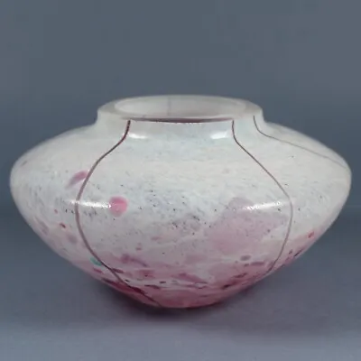 Buy Isle Of Wight (?), Art Studio Glass Squat Vase, Pink Tutti Frutti Stripes • 14.99£