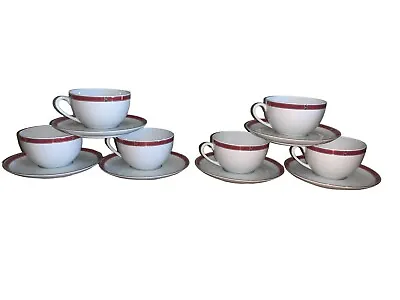 Buy Christofle Porcelain China OCEANA ROUGE Red 7621 Cup & Saucer Set Of 6 • 355.20£