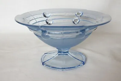 Buy Art Deco Blue Glass Pedestal Bowl By Stolzle • 16.99£