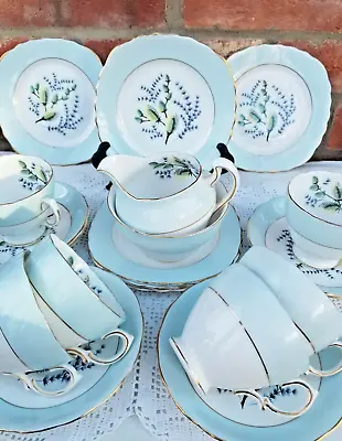 Buy Colclough Fine China Tea Set Rare Catkins Pattern, 6 Trios,Milk Jug + Sugar Bowl • 65£