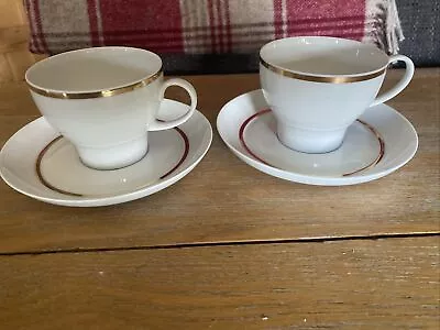 Buy 2 X Thomas Germany Cups + Saucers White With Gold Inner Band - Rosenthal • 7.50£