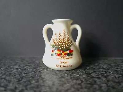 Buy CRESTED CHINA No3  WHITE HEATHER VASE  W  ST.CLEARS CREST ARCADIAN CRESTED WARE • 3.85£