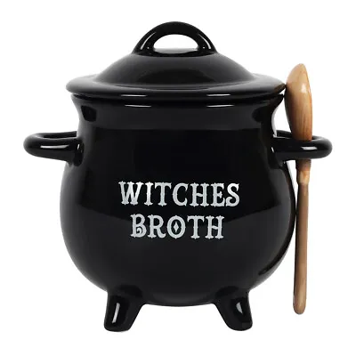 Buy Witches Broth Cauldron Soup Bowl With Broom Spoon • 23.99£