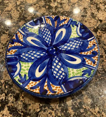 Buy Blue Floral Pottery Plate Trinket Dish Ceramic Hanging Decor Vtg 1970’s 5.5” • 9.54£