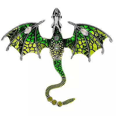 Buy Realistic Enamel Dragon Brooch Pin Art Deco Flying Serpent Pendant Gift • 7.59£